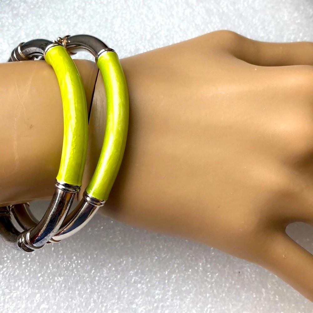 2 Lime green Milor Italy sterling silver bracelet